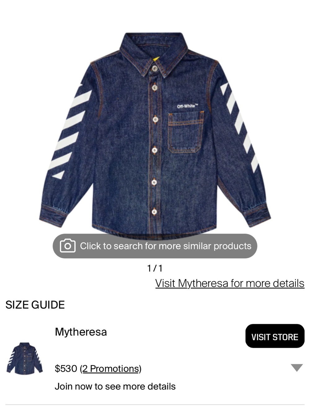 Off-White Kids' Logo Denim Shirt Jacket In Medium Blue 10y - Picture 8 of 8